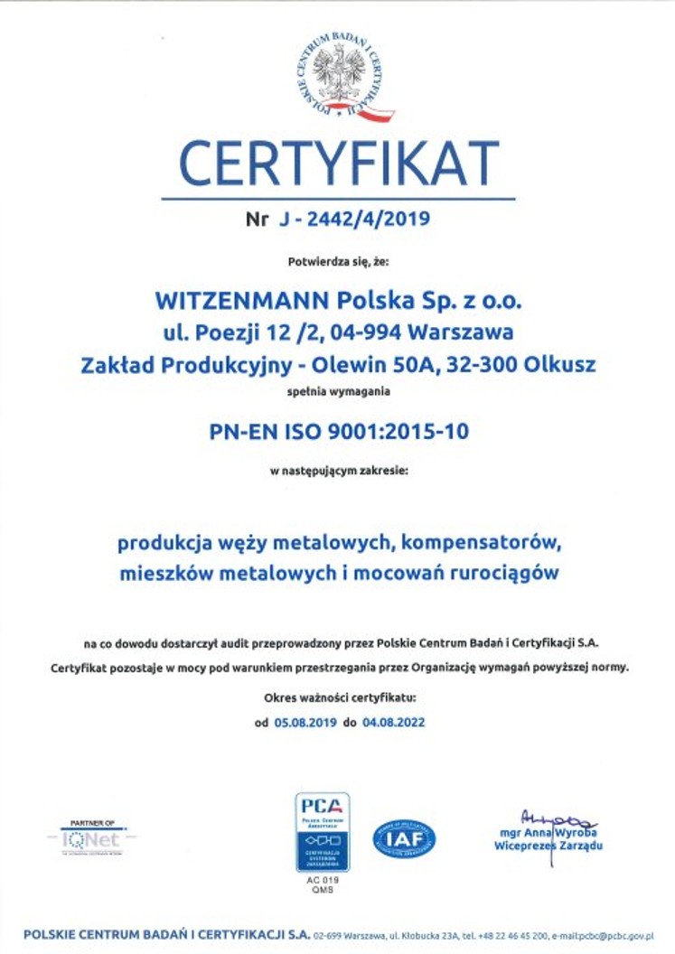 PNEN ISO 9001:201510 Certyfikat Witzenmann Polska _preview